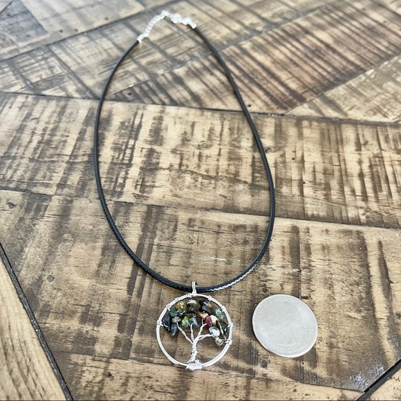 35mm Black Tourmaline Wire Wrap Pendant Necklace - Picture 4 of 4